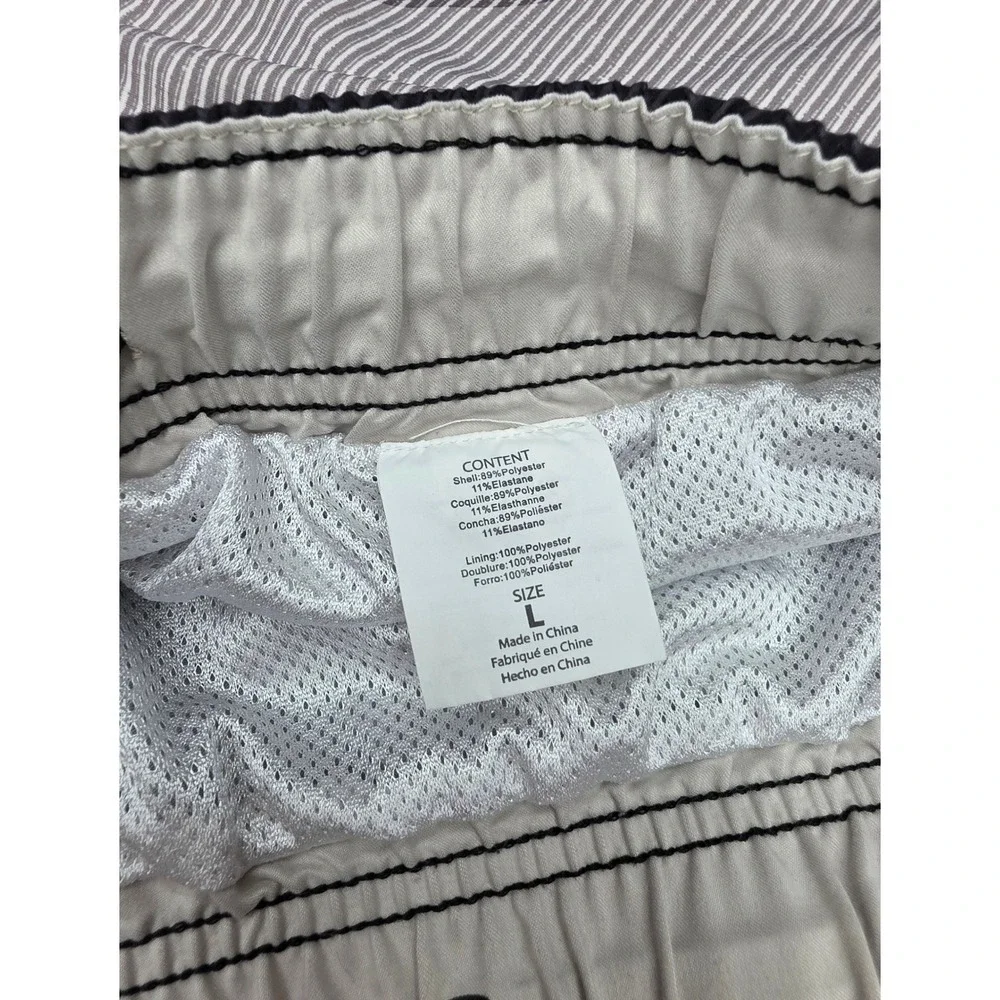 ONeill Hyperfreak Mens Board Shorts Black Grey Striped Swim Trunks Size L
